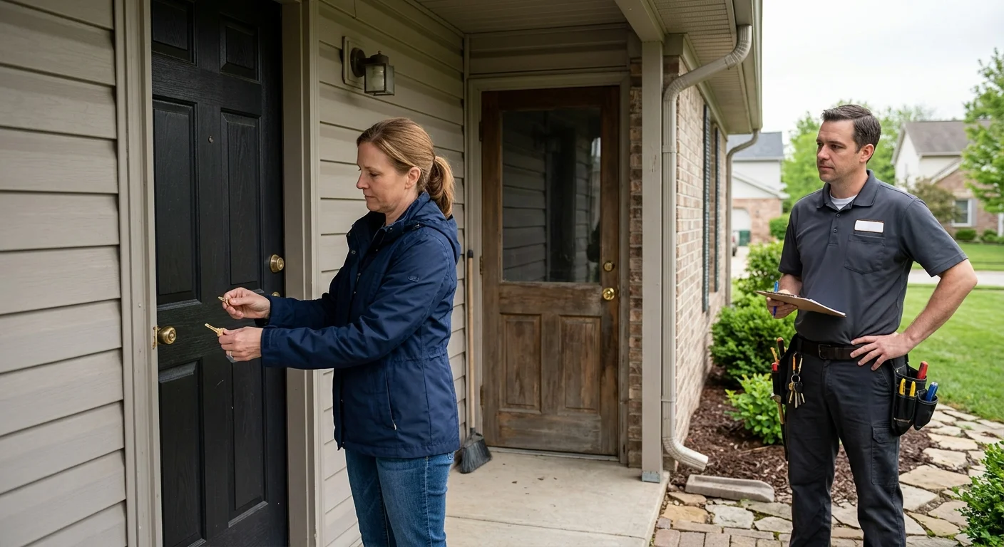 Homeowner testing one house key at two San Diego exterior doors