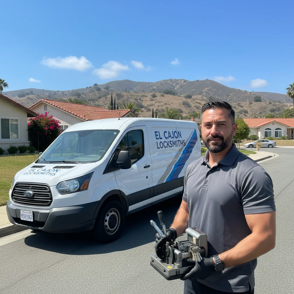 A Swift Key San Diego locksmith van parked on a residential street in El Cajon.